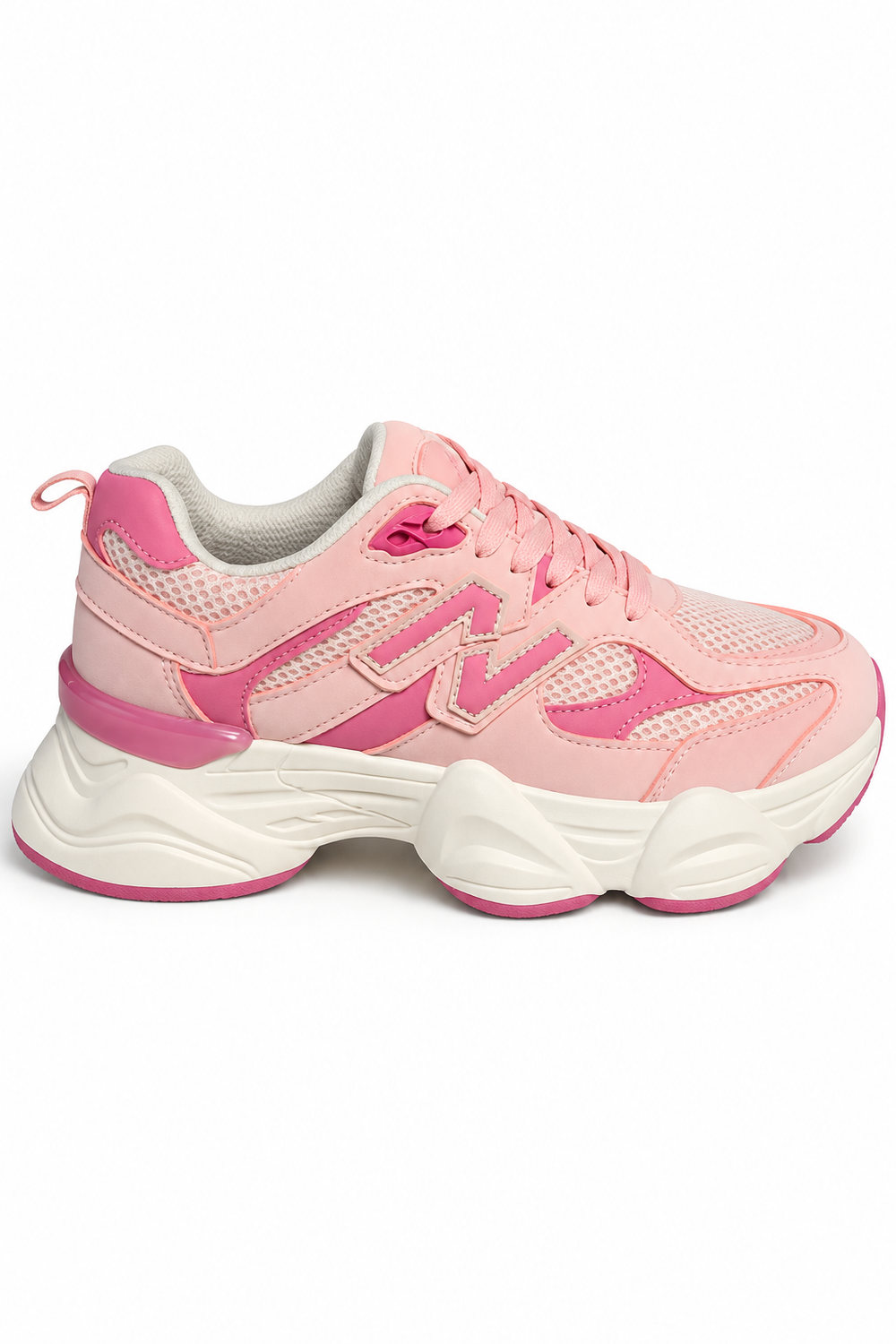 Women's Contrast Mesh Pink Chunky Trainers | Wholesale