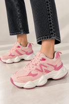 Women's Contrast Mesh Pink Chunky Trainers | Wholesale