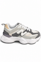 Women's Contrast Mesh White Grey Chunky Trainers | Wholesale