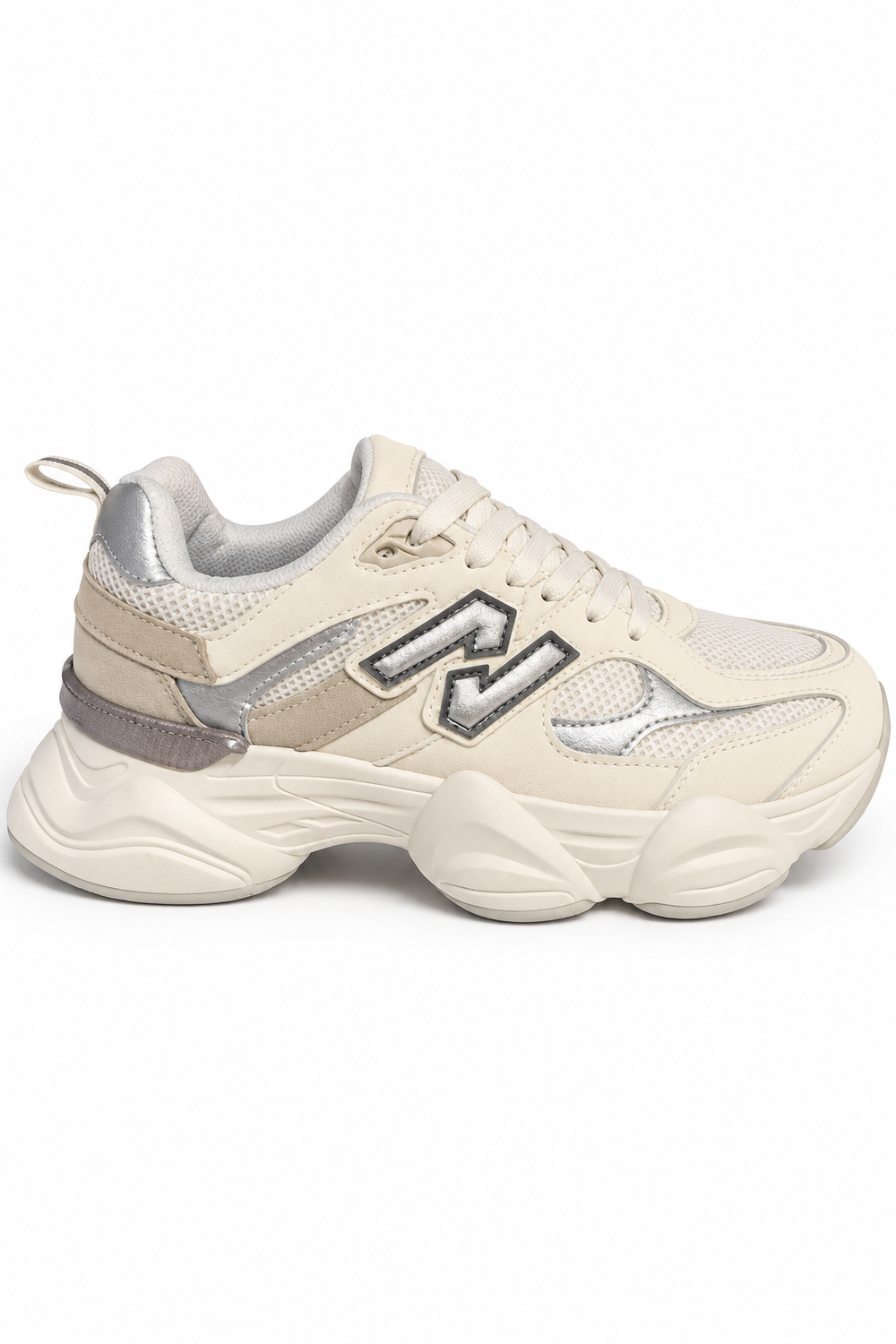 Women's Contrast Mesh White Chunky Trainers | Wholesale