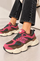 Women's Contrast Mesh Wine Brown Chunky Trainers | Wholesale