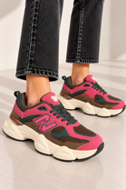 Women's Contrast Mesh Wine Brown Chunky Trainers | Wholesale