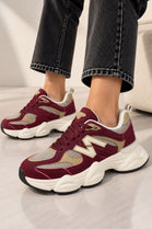 Women's Contrast Mesh Dark Wine Chunky Trainers | Wholesale