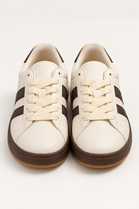 Double Stripe Low Top Trainers In Beige & Brown | Wholesale