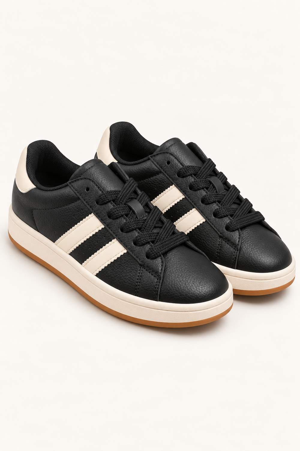 Double Stripe Low Top Trainers In Black | Wholesale