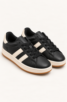 Double Stripe Low Top Trainers In Black | Wholesale