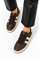Double Stripe Low Top Trainers In Brown | Wholesale