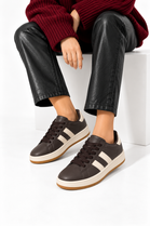 Double Stripe Low Top Trainers In Brown | Wholesale