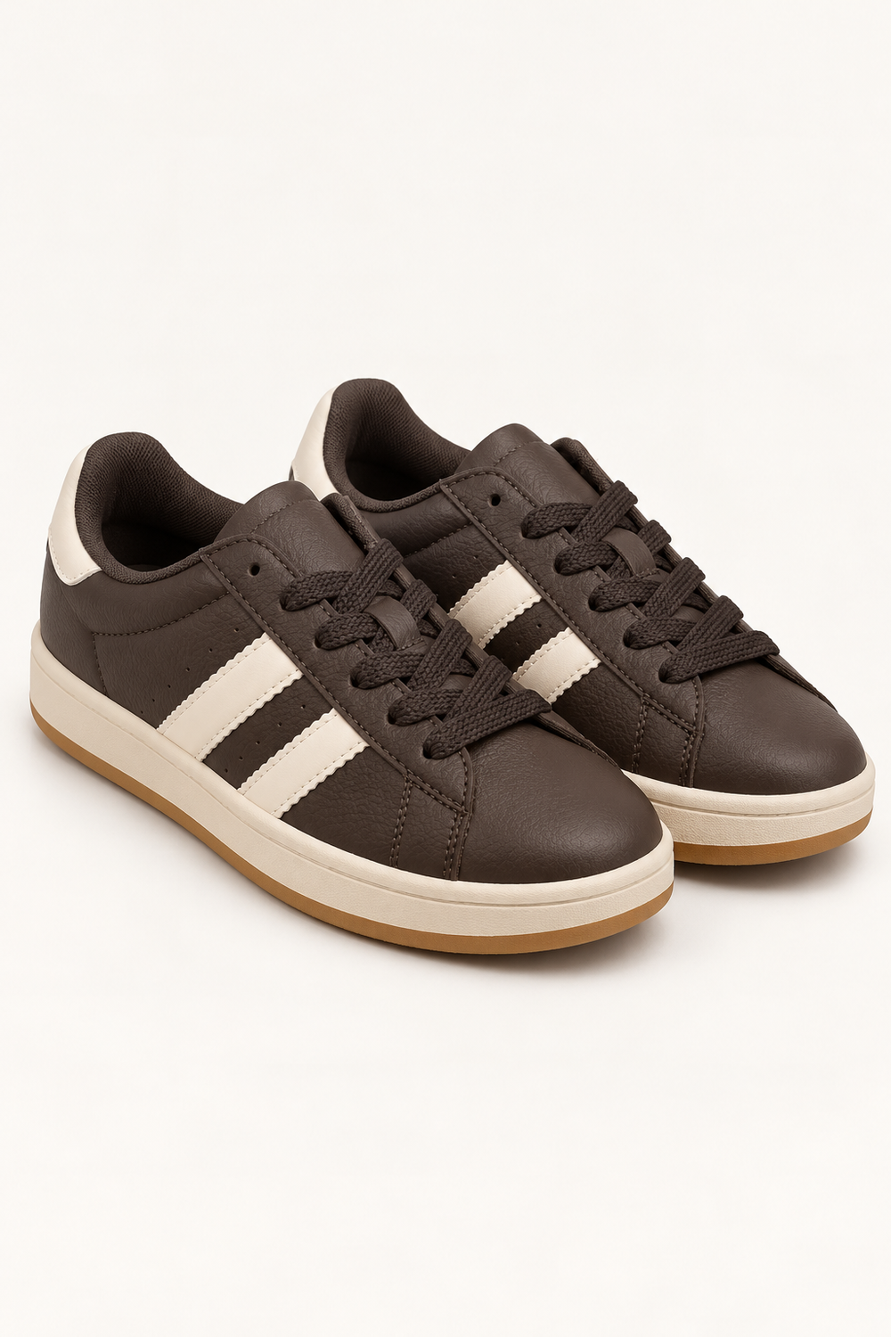 Double Stripe Low Top Trainers In Brown | Wholesale