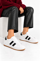 Double Stripe Low Top Trainers In White | Wholesale