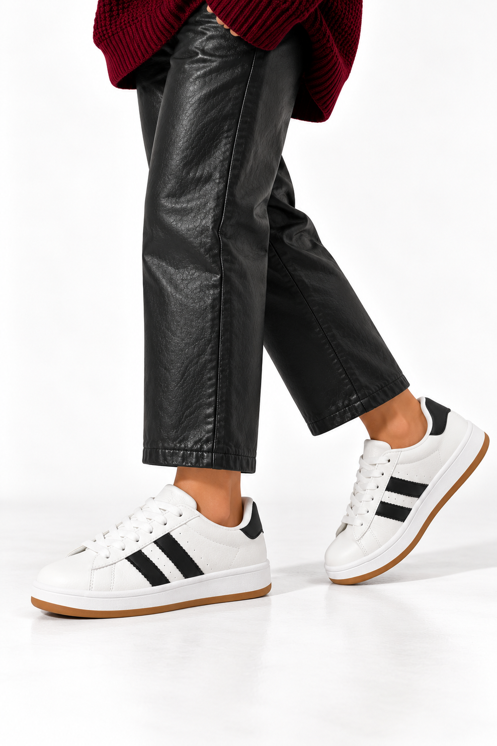 Double Stripe Low Top Trainers In White | Wholesale