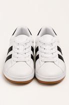Double Stripe Low Top Trainers In White | Wholesale