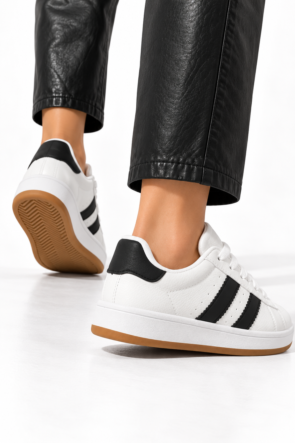 Double Stripe Low Top Trainers In White | Wholesale