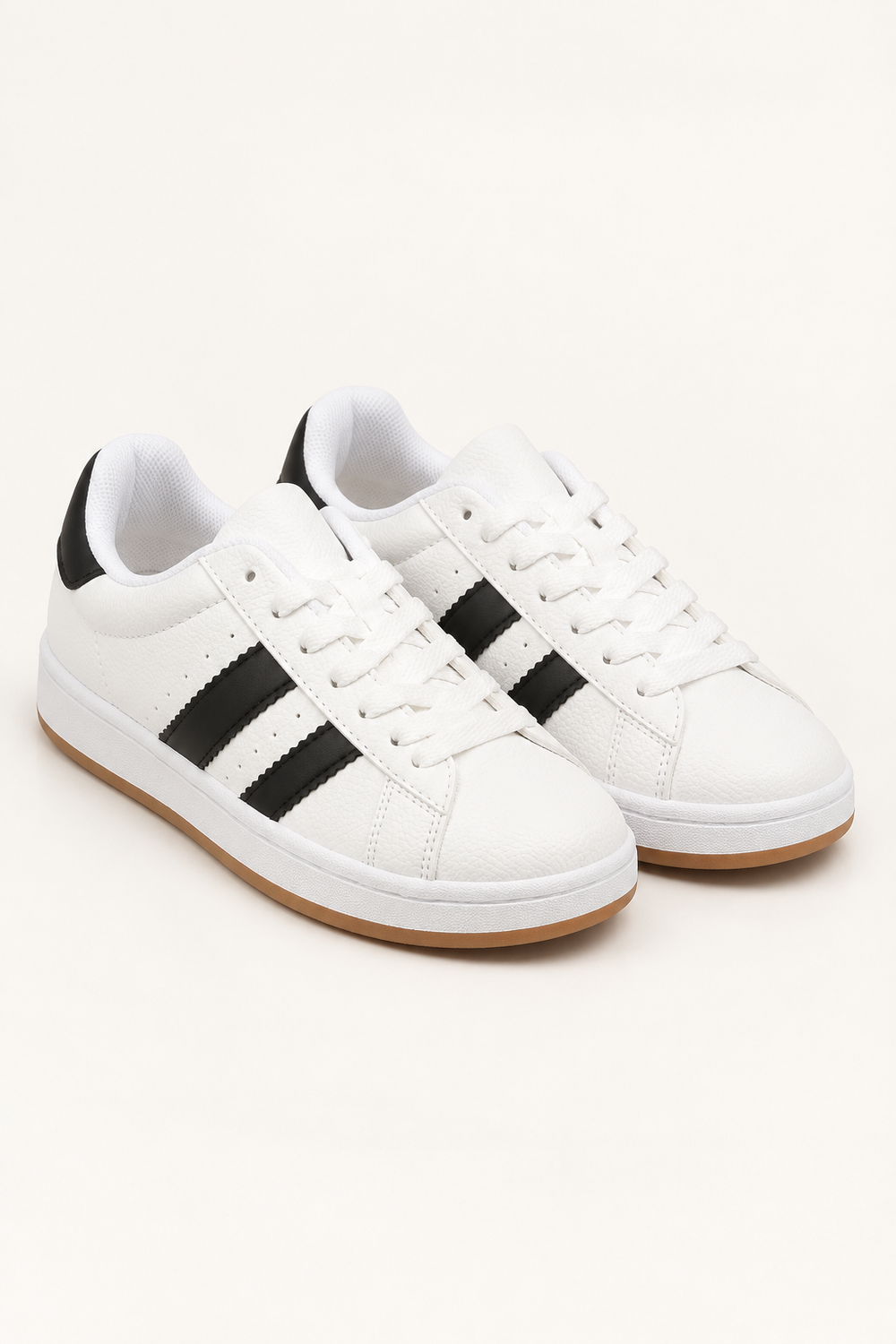 Double Stripe Low Top Trainers In White | Wholesale