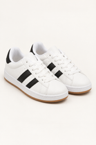 Double Stripe Low Top Trainers In White | Wholesale
