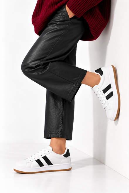 Double Stripe Low Top Trainers In White | Wholesale