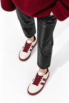 Double Stripe Low Top Trainers In Wine | Wholesale