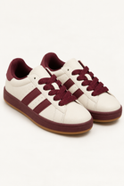 Double Stripe Low Top Trainers In Wine | Wholesale