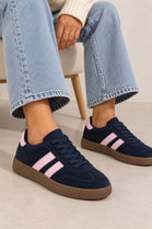 Gum Sole Contrast Stripe Sneakers In Blue | Wholesale