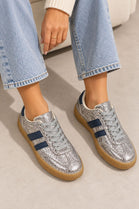 Gum Sole Contrast Stripe Sneakers In Silver | Wholesale