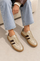 Gum Sole Contrast Stripe Sneakers In Gold | Wholesale