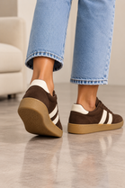 Gum Sole Contrast Stripe Sneakers In Brown | Wholesale