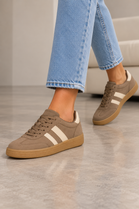 Gum Sole Contrast Stripe Sneakers In Khaki | Wholesale