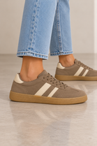 Gum Sole Contrast Stripe Sneakers In Khaki | Wholesale
