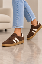 Gum Sole Contrast Stripe Sneakers In Brown | Wholesale