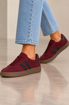 Gum Sole Contrast Stripe Sneakers In Wine | Wholesale