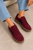 Gum Sole Contrast Stripe Sneakers In Wine | Wholesale