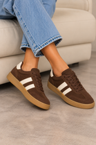 Gum Sole Contrast Stripe Sneakers In Brown | Wholesale
