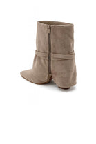 KHAKI FAUX SUEDE FRINGE DETAIL BLOCK HEELED ANKLE BOOTS