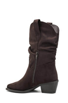 Brown Suede Slouchy Low-Calf Western Boots