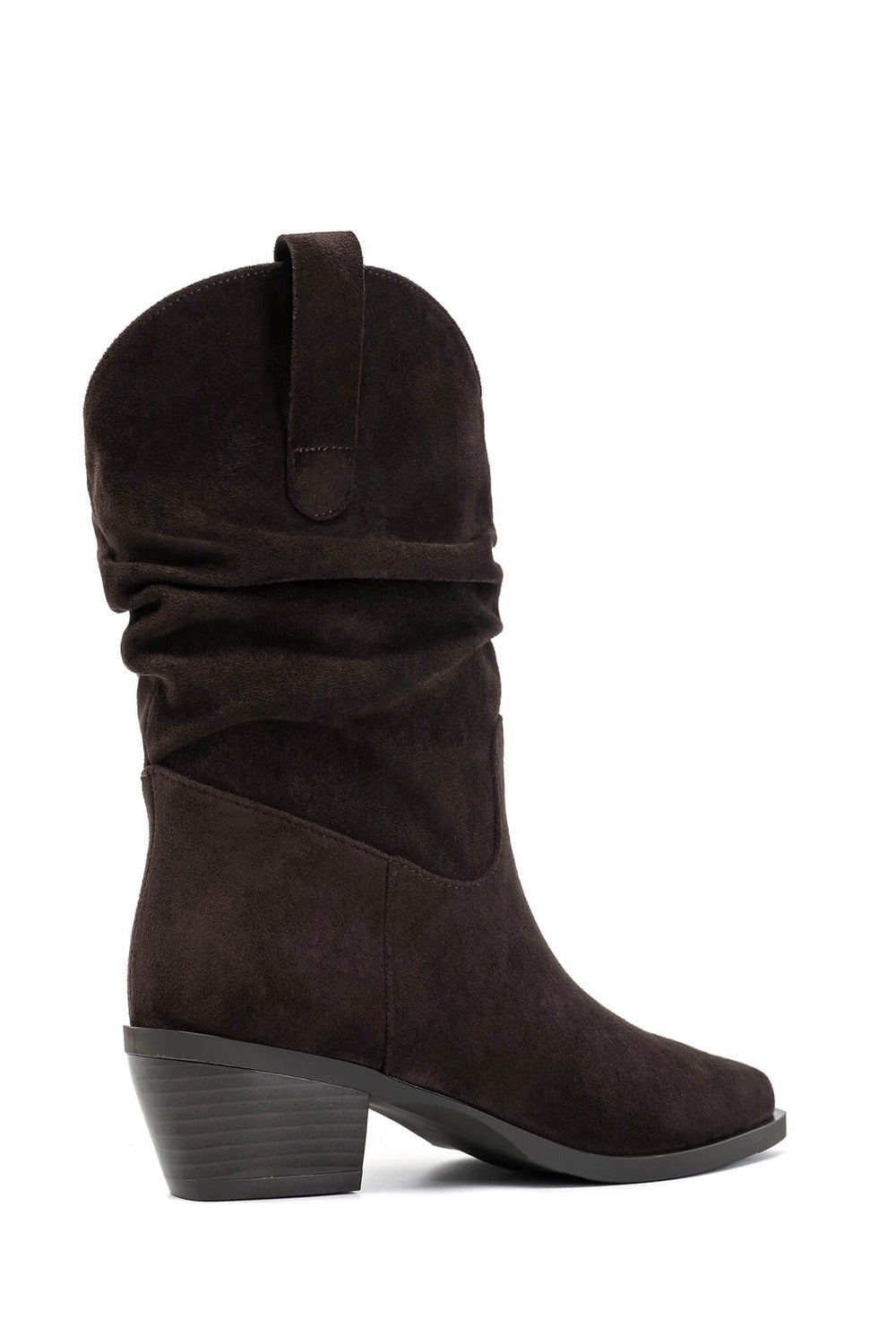Brown Suede Slouchy Low-Calf Western Boots