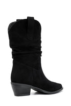 Black Suede Slouchy Low-Calf Western Boots