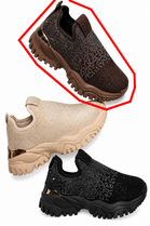 Women’s Brown Rhinestone Slip-On Platform Sneakers Trainers