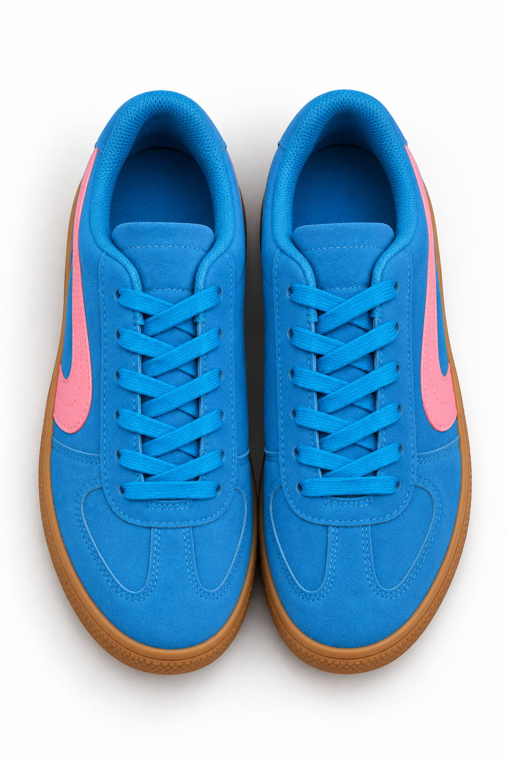 Lake Blue Suede Effect Trainers with Contrast Side Detail | Wholesale
