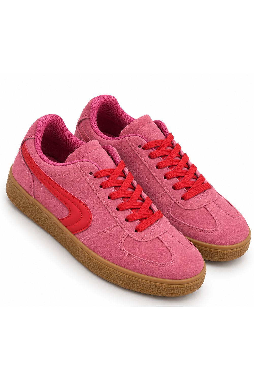 Pink Suede Effect Trainers with Contrast Side Detail | Wholesale