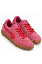 Pink Suede Effect Trainers with Contrast Side Detail | Wholesale