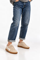 Beige Suede Effect Trainers with Contrast Side Detail | Wholesale