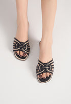 MULTI STRAP CROSS OVER FLAT SLIDERS IN BLACK