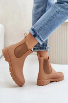 WOMENS KHAKI SLIP ON RAIN BOOTS SHOES