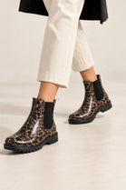 WOMENS LEOPARD SLIP ON RAIN BOOTS SHOES