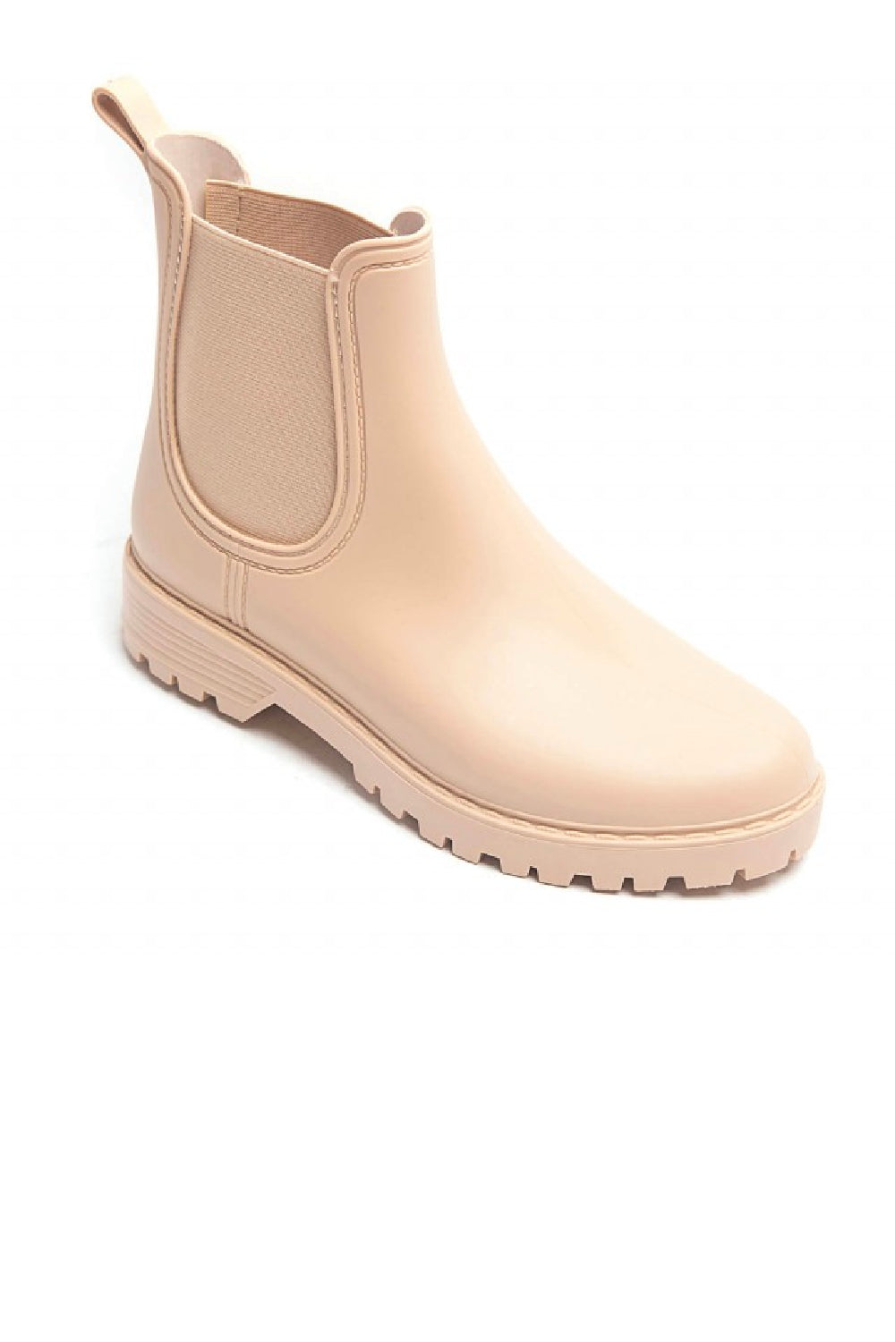 WOMENS BEIGE SLIP ON RAIN BOOTS SHOES