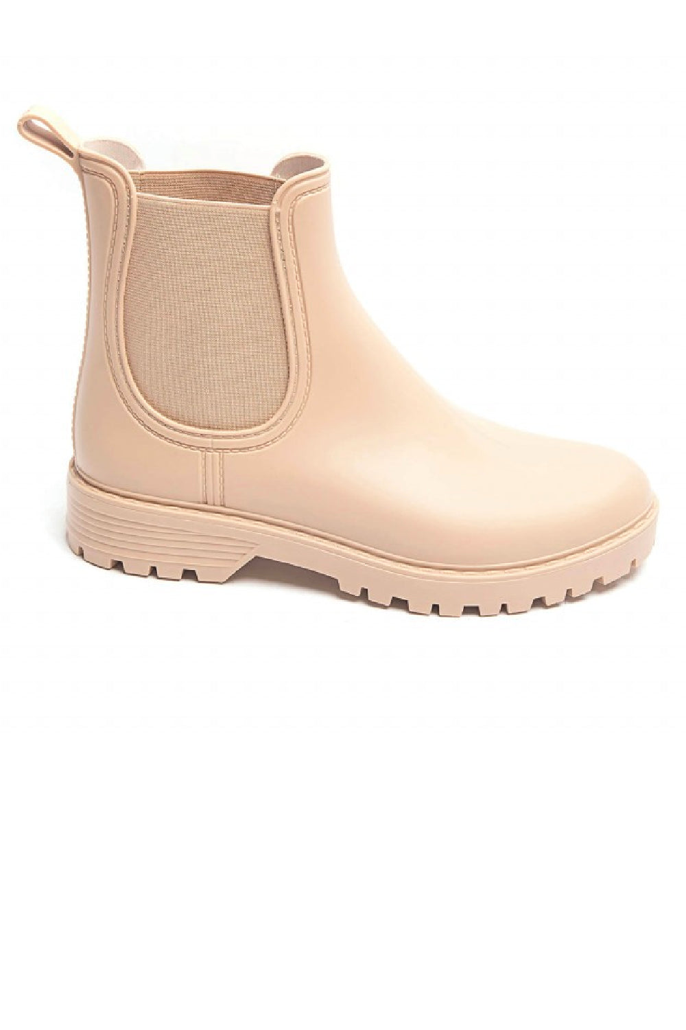 WOMENS BEIGE SLIP ON RAIN BOOTS SHOES