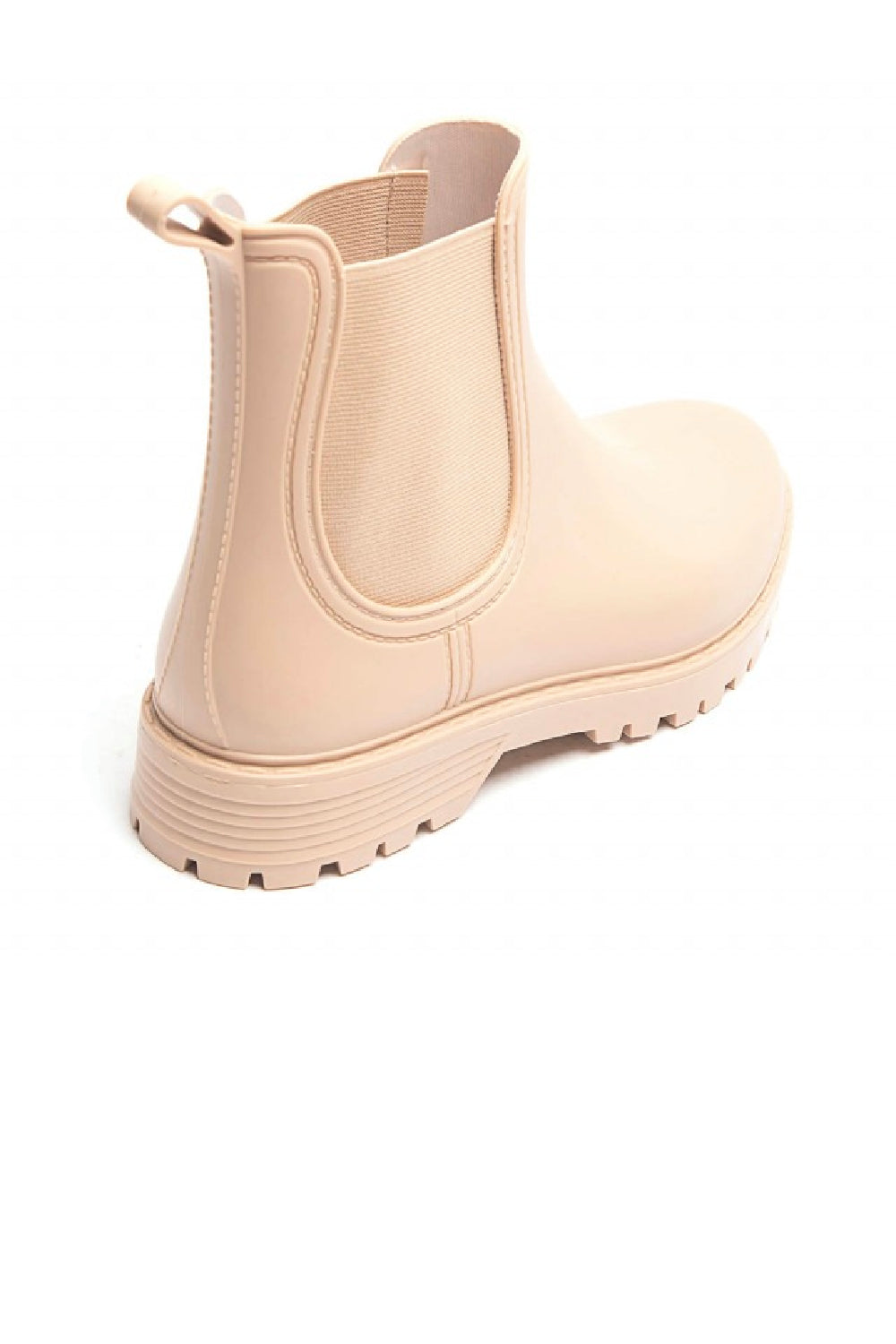 WOMENS BEIGE SLIP ON RAIN BOOTS SHOES