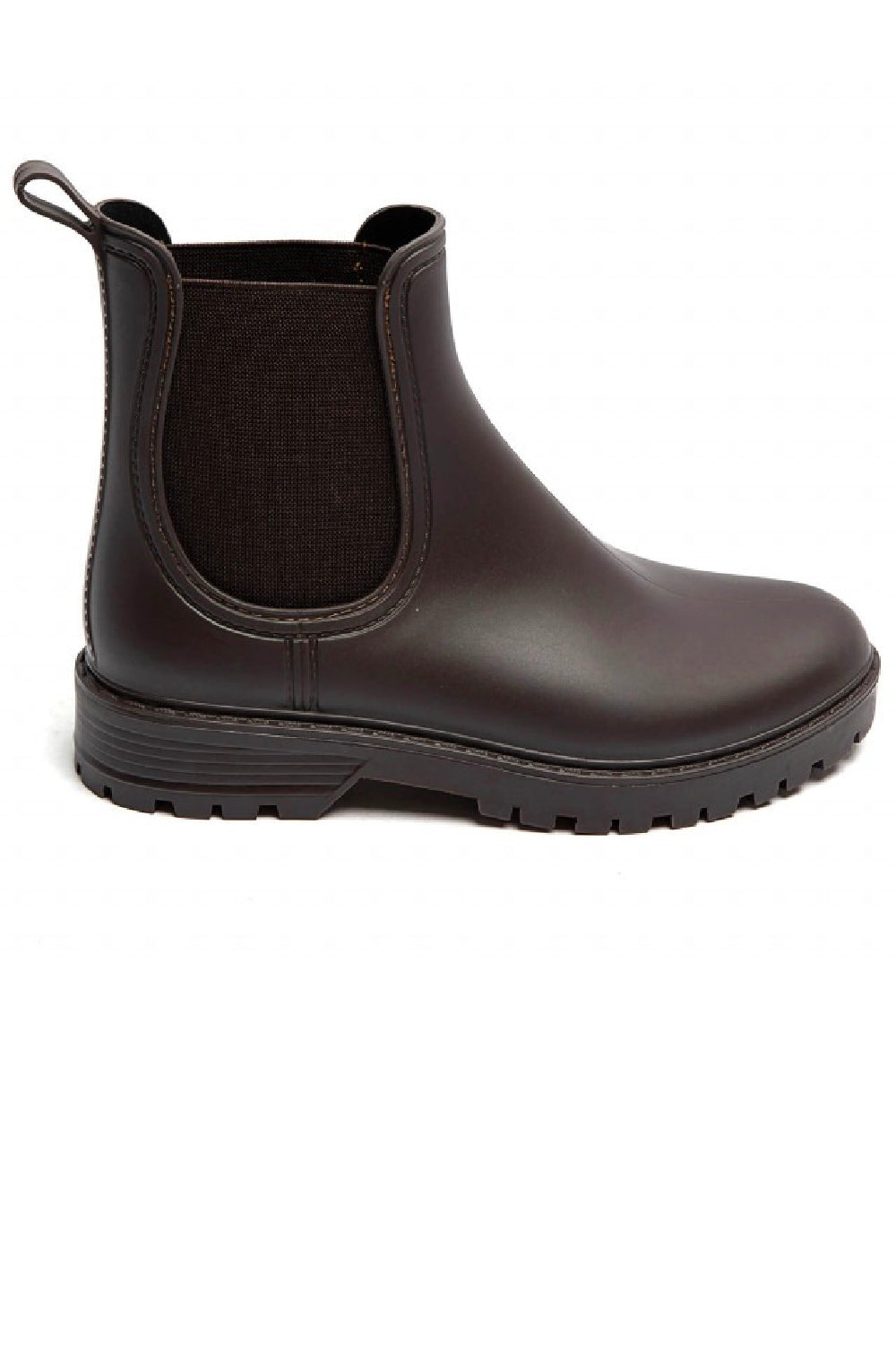 WOMENS BROWN SLIP ON RAIN BOOTS SHOES