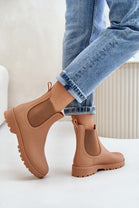 WOMENS KHAKI SLIP ON RAIN BOOTS SHOES