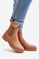 WOMENS KHAKI SLIP ON RAIN BOOTS SHOES